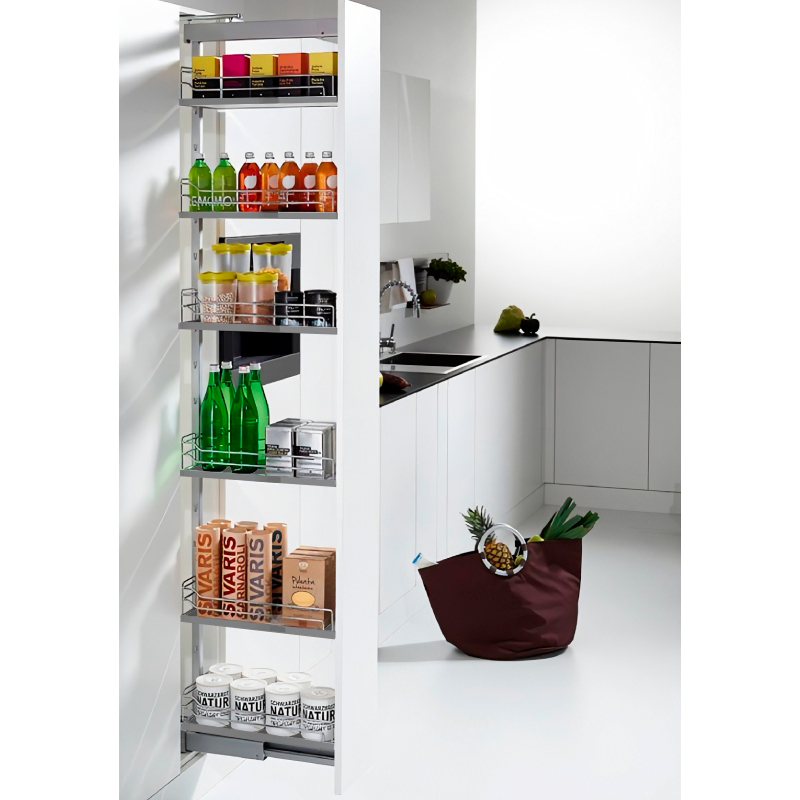 Kit 11 - Extraíble para cocina DISPENSA con 6 entrepaños GRAY para mueble de 300 mm de ancho