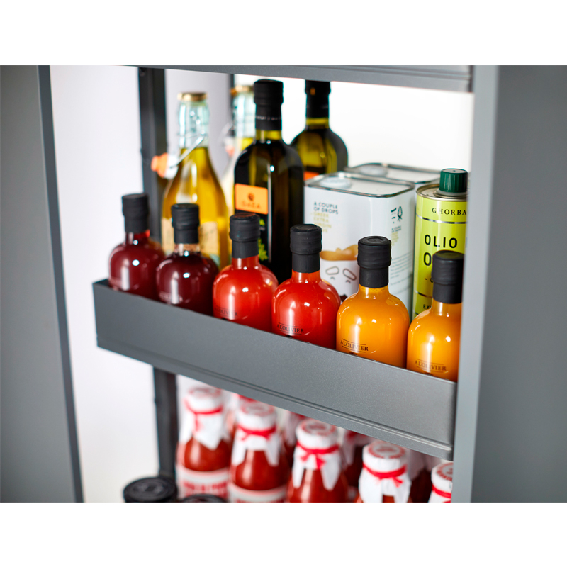 Kit 15 - Extraíble para cocina DISPENSA con 5 entrepaños K-LINE para mueble de 300 mm de ancho, acabado antracita