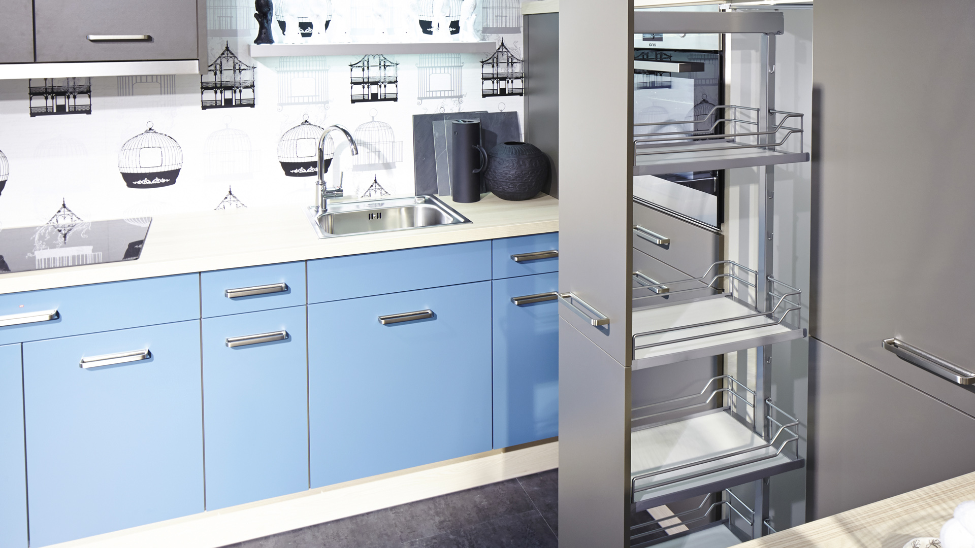 Kit 05 - Extraíble para cocina DISPENSA con 5 entrepaños CLASSIC para mueble de 400mm de ancho