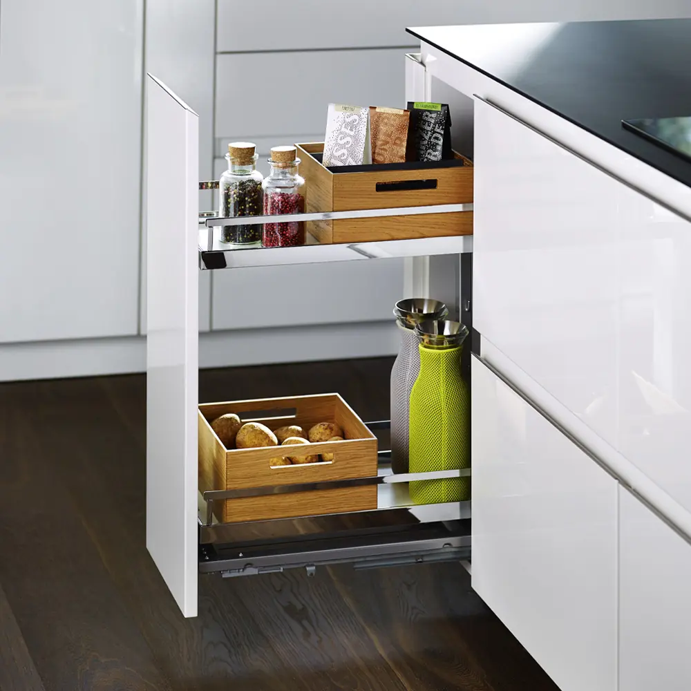 Extraíble de cocina para gabinete inferior DISPENSA JUNIOR III, acabado cromo