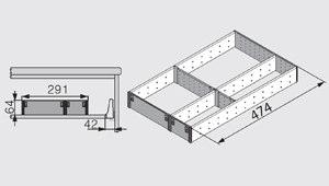 Organizador ORGA-LINE con divisiones para cajón cubertero TANDEMBOX con división doble