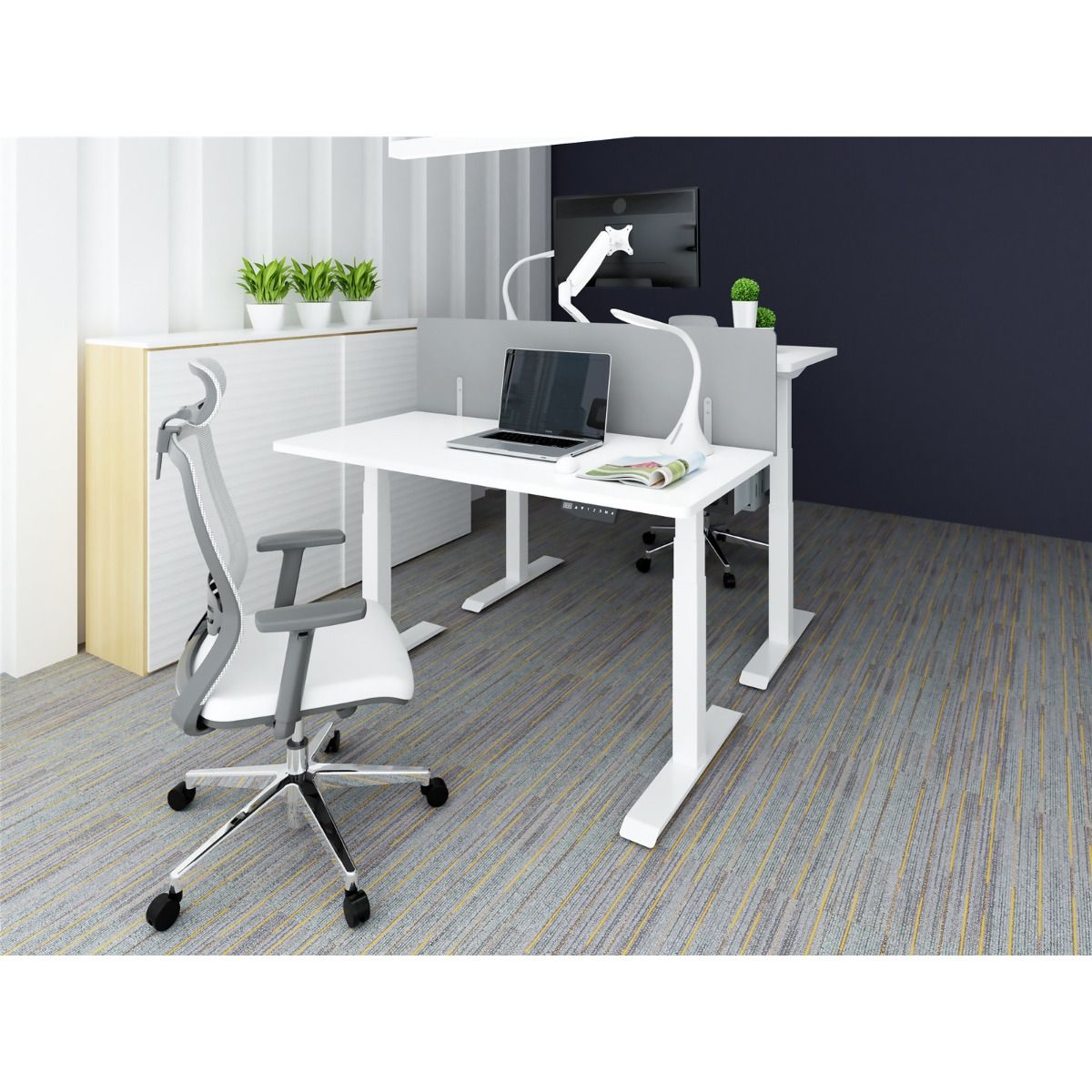 Escritorio elevable de cubierta SNAP con cubierta, acabado blanco