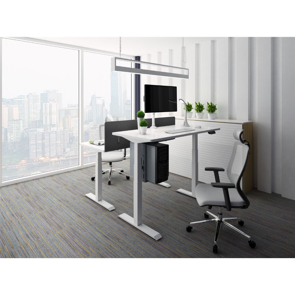 Escritorio elevable de cubierta SNAP con cubierta, acabado blanco