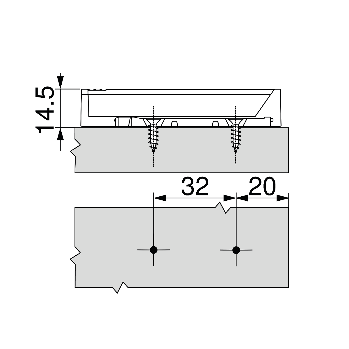 Base de RECTA para TIP ON, para puertas