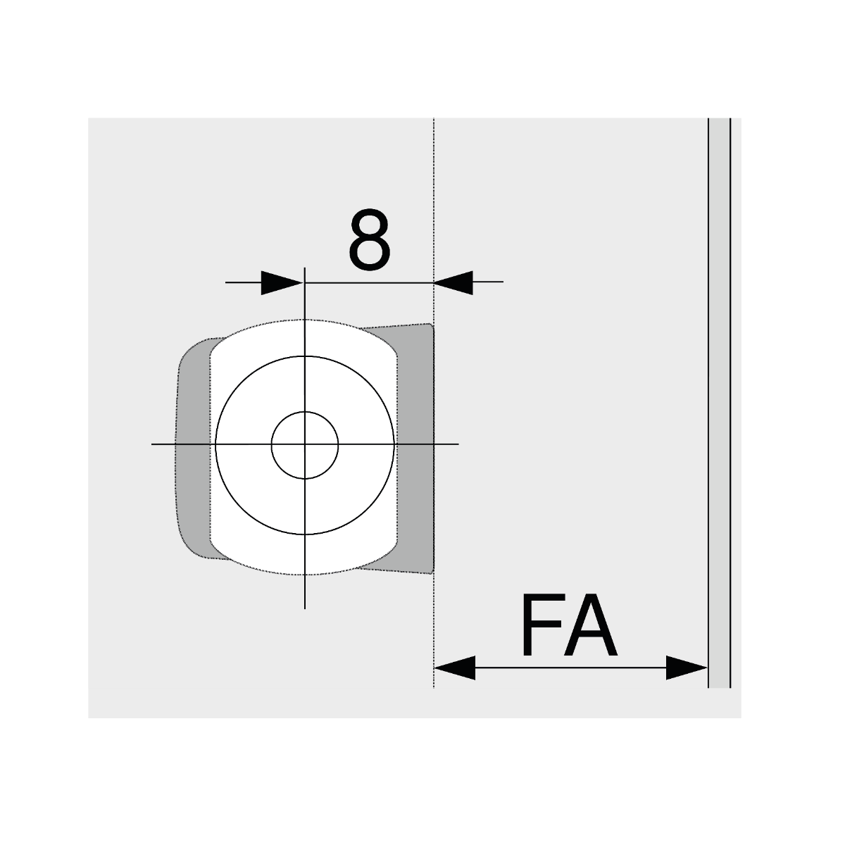 Base de RECTA para TIP ON, para puertas