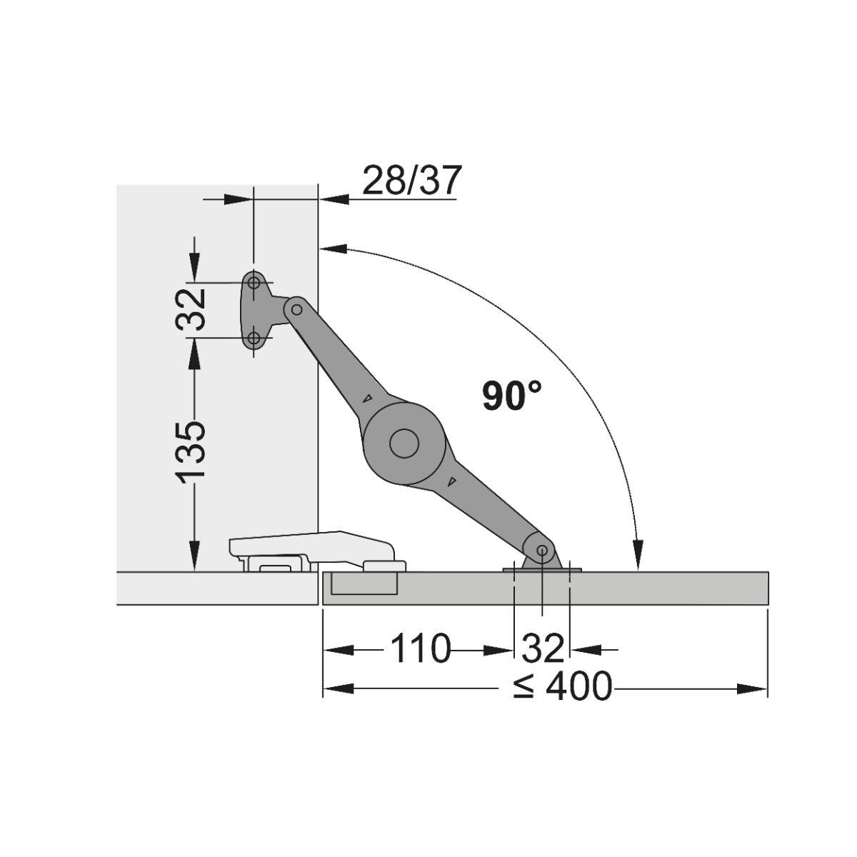 Sistema de apertura Duo tipo secreter y para puertas abatibles para muebles de madera