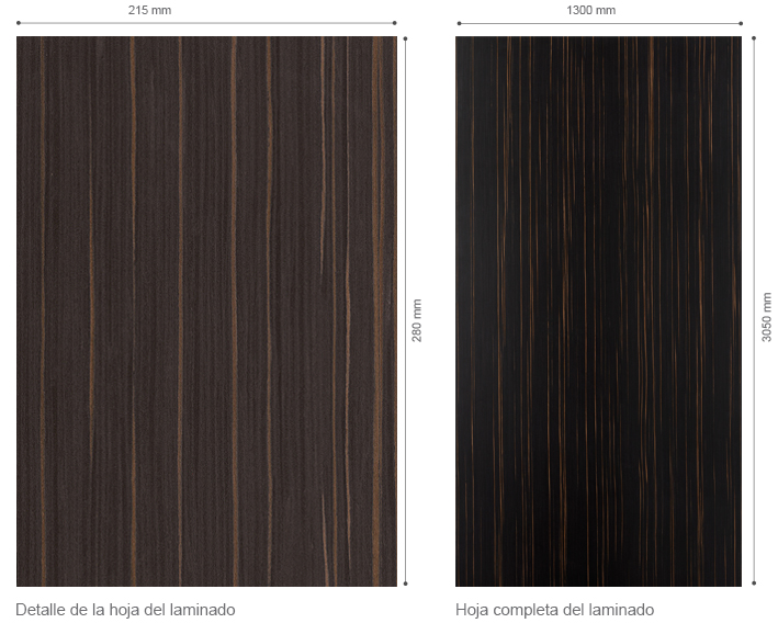 Laminado EBANO AMMARA (50.45G), medida 3050 x 1300 mm, acabado GROOVE