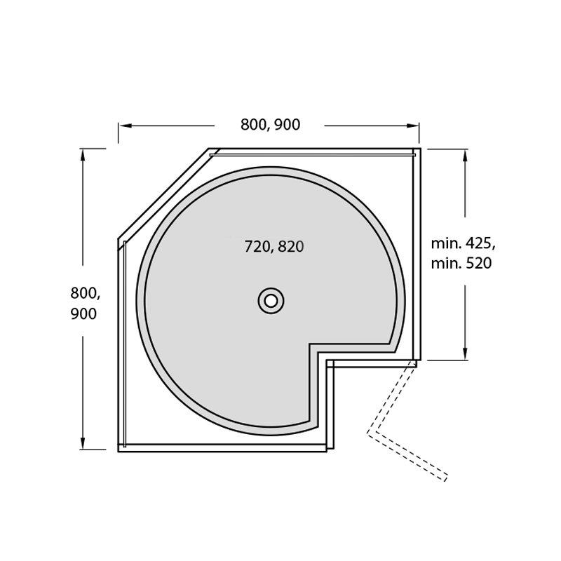 Giratorio para esquina 3/4 ECO TRAY para gabinete de cocina