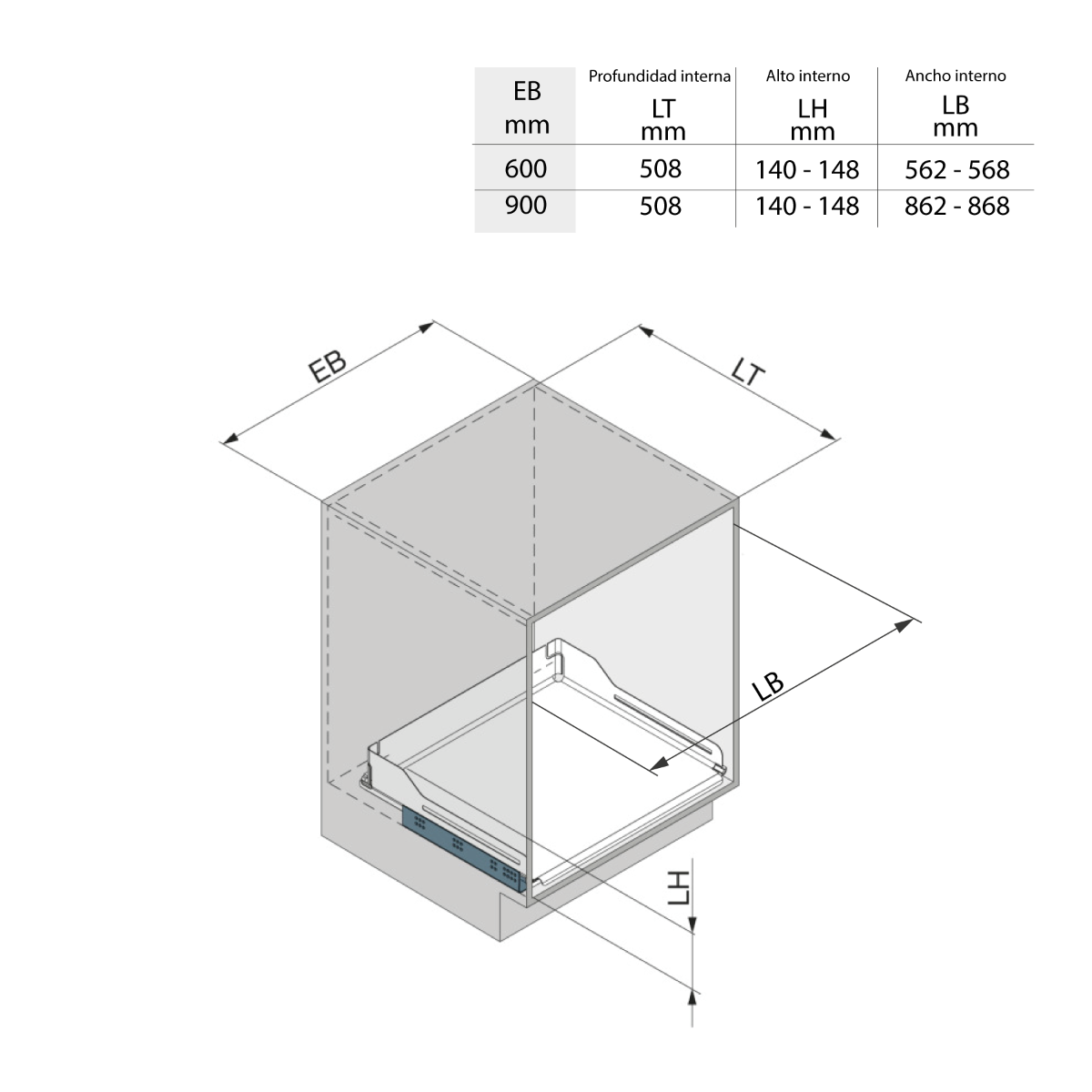Entrepaño extraíble EXTENDO, línea LIBELL, color antracita