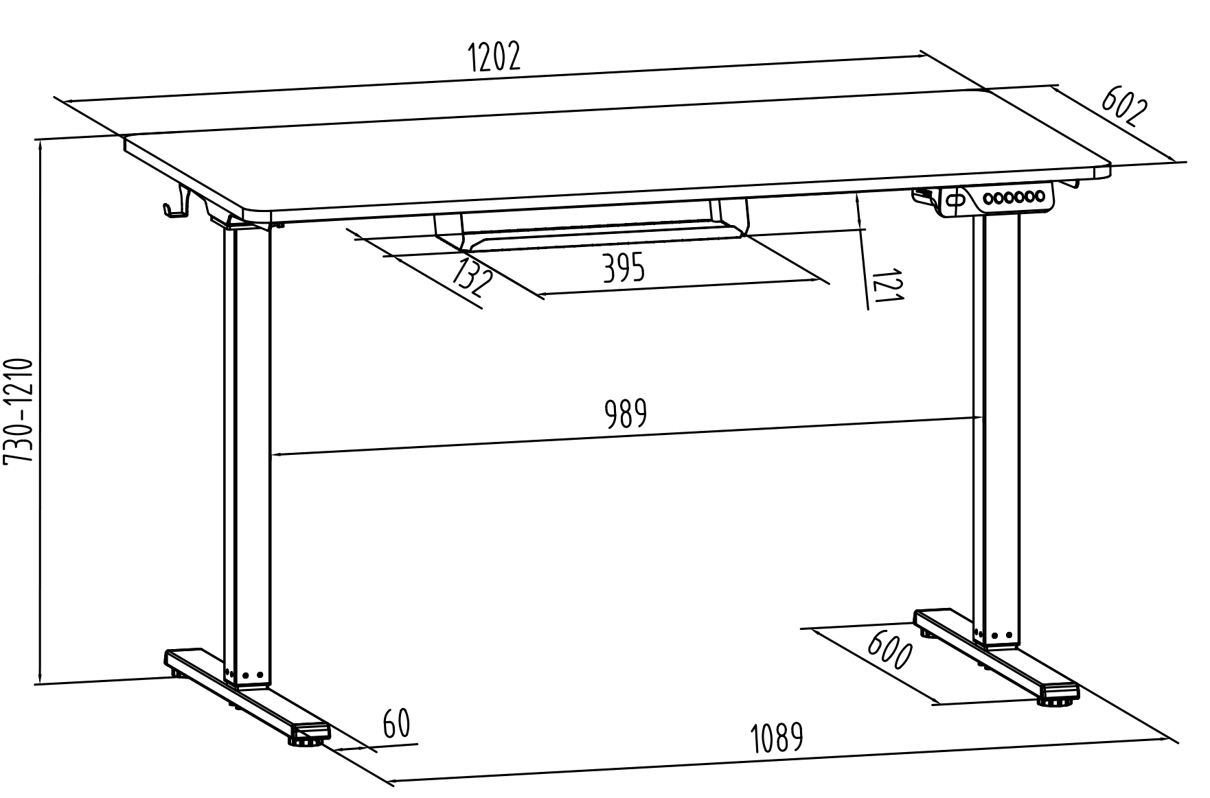 Escritorio elevable JAZZ, con cubierta, color negro