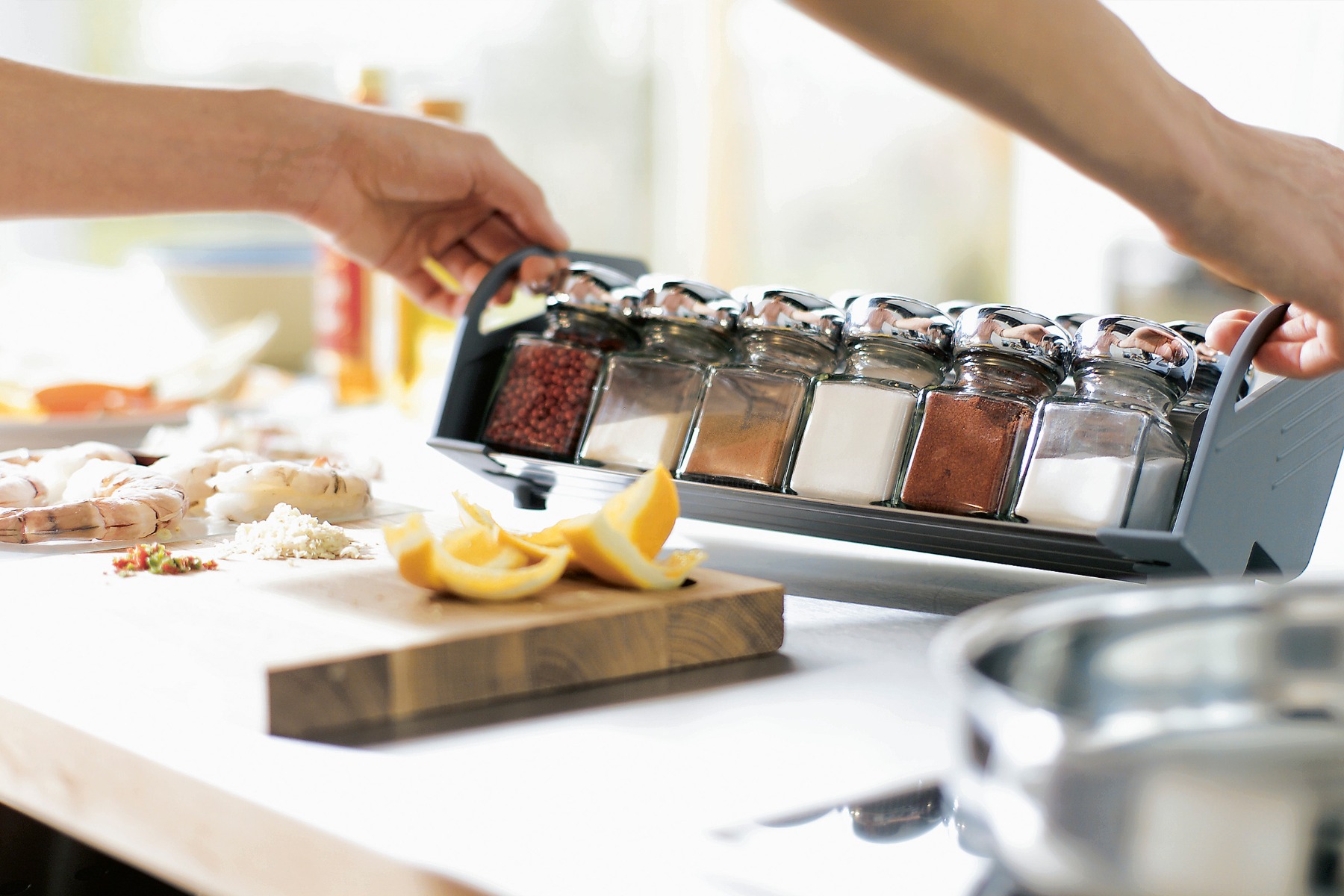 Especiero de acero inoxidable Blum ORGA-LINE para cajones de cocina