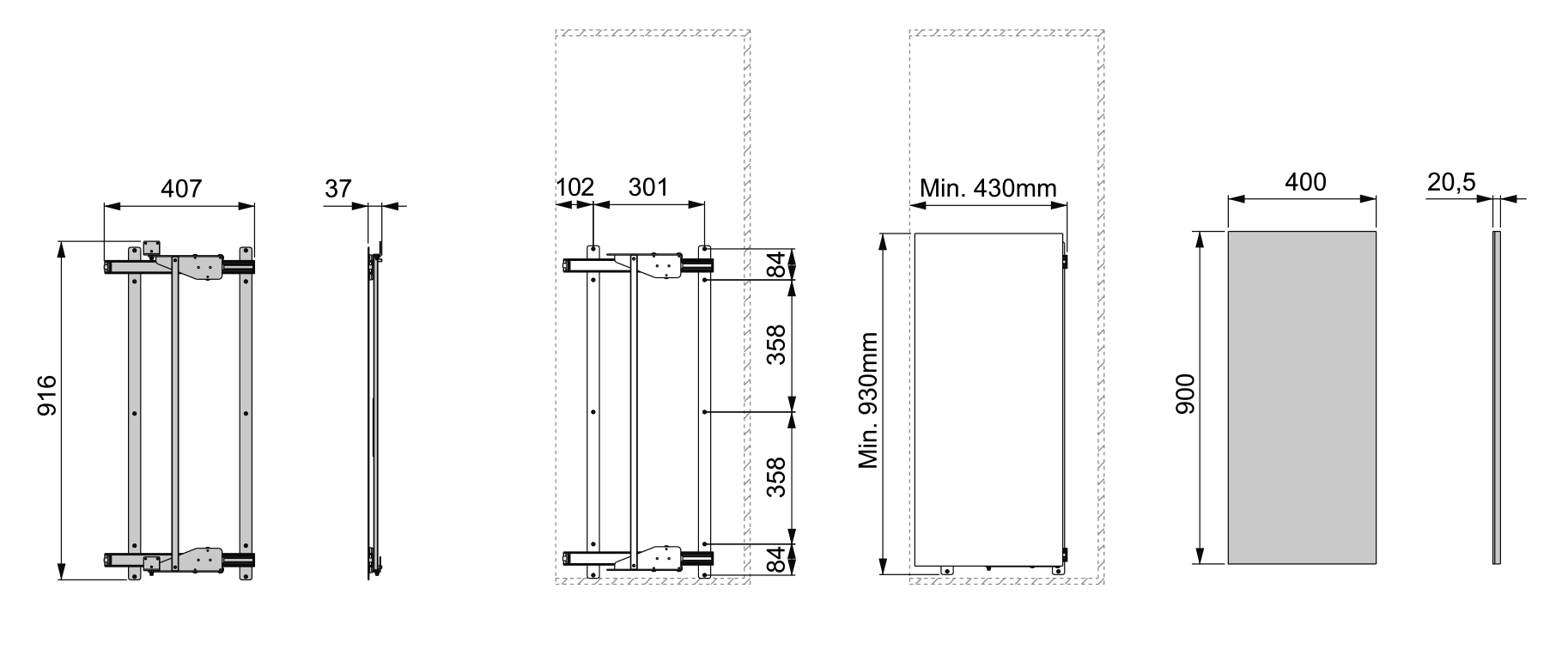 Mecanismo extraíble para espejo