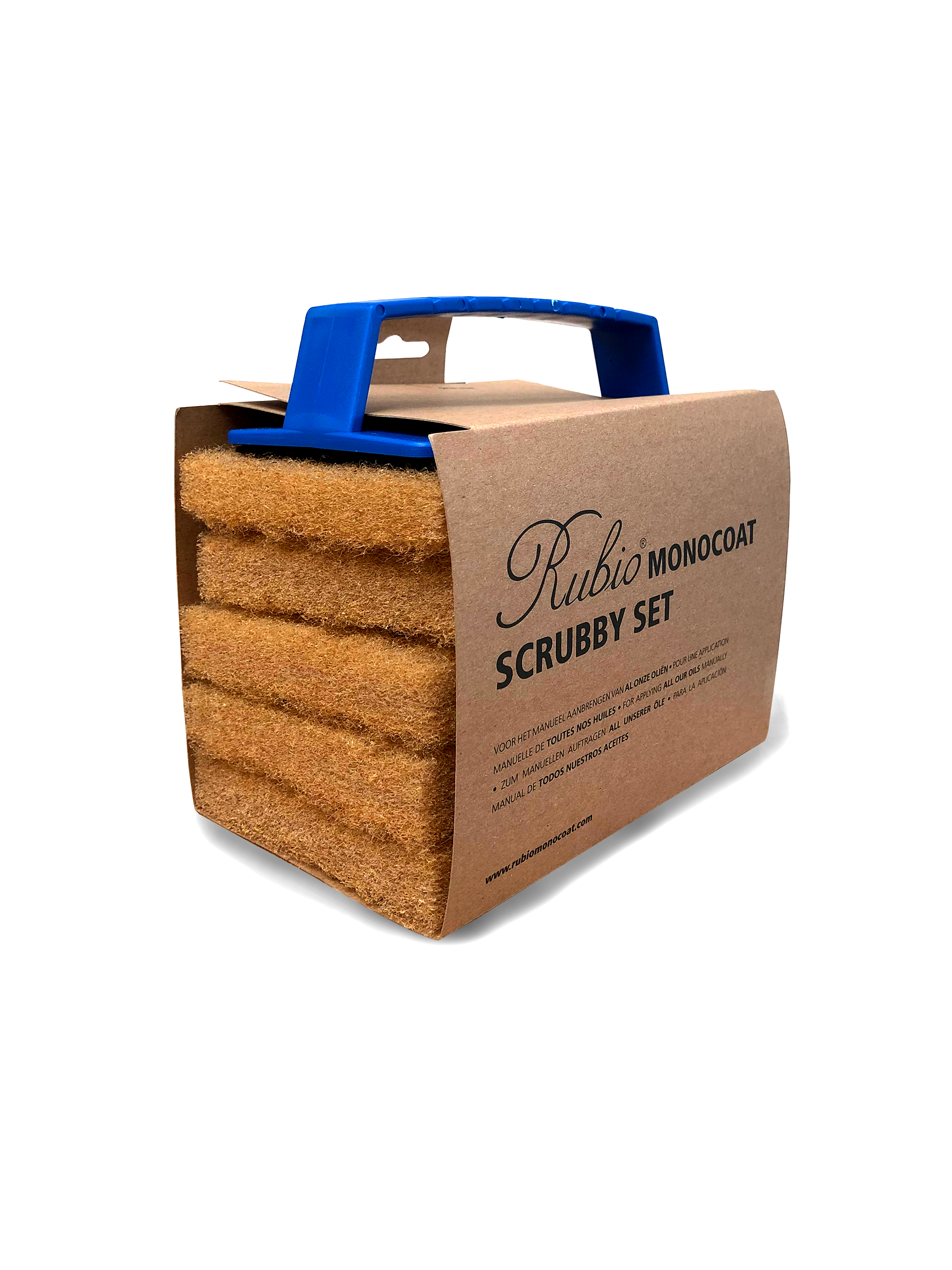 SCRUBBY SET  de 5 almohadillas aplicadoras, con 1 mango