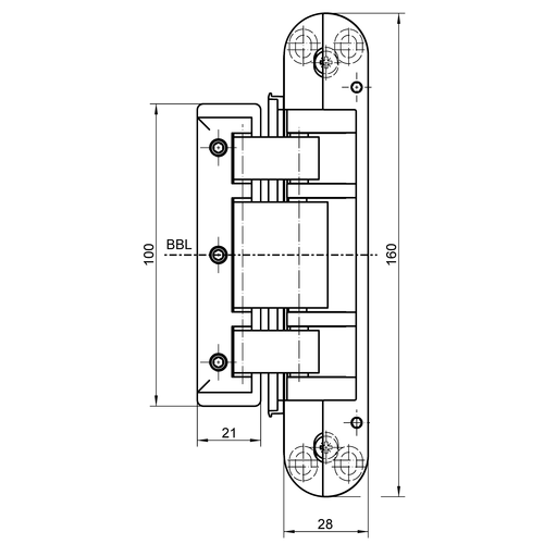 KIT TECTUS Glass: Bisagra para puerta de cristal, capacidad de carga 60 kg por par