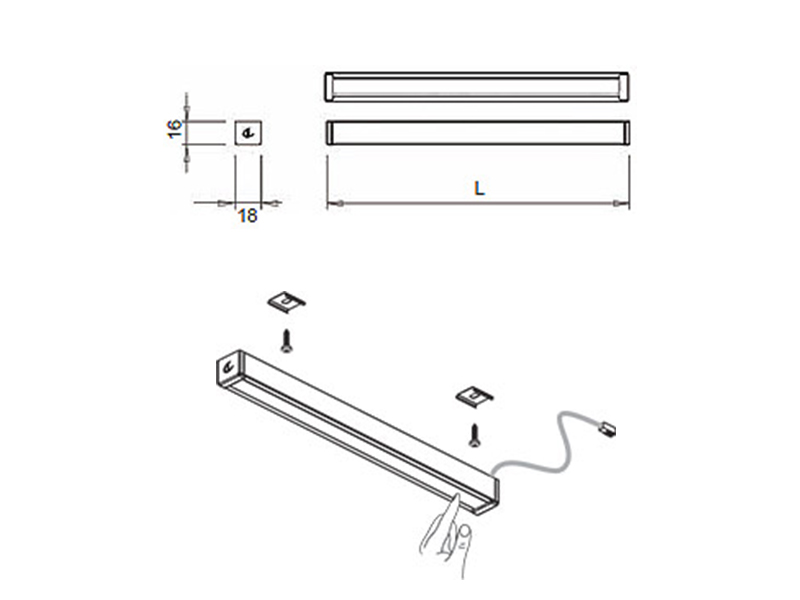 Lámpara para gabinetes altos TWIG de LEDs de luz natural | M12