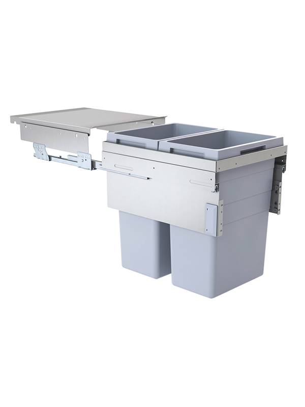 Bote basurero extraíble EURO CARGO-ST para gabinete de 450 mm, cap total 76 L/ 2 botes de 38 L