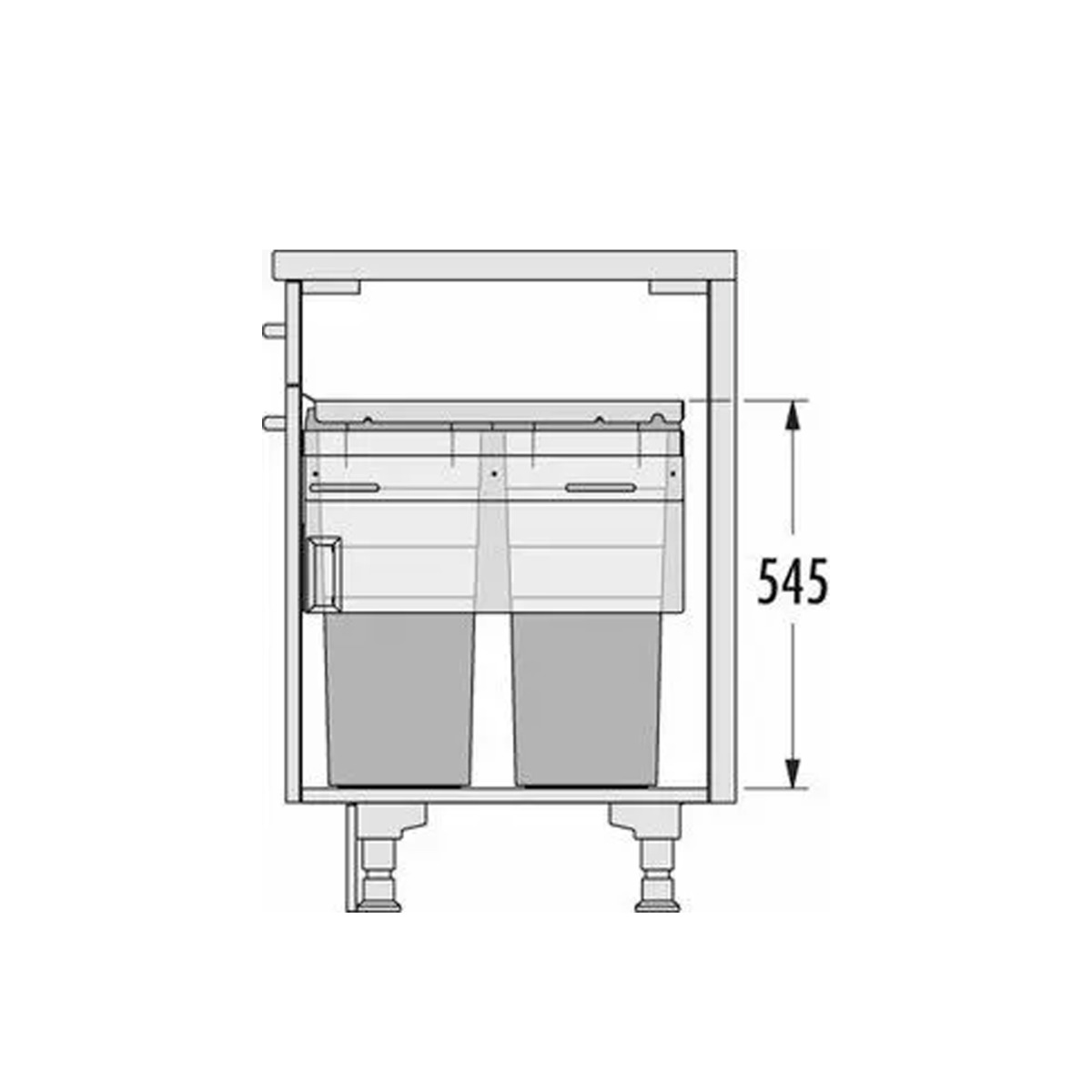 Bote basurero extraíble EURO CARGO-ST para gabinete de 500 mm, cap total 76 L/ 2 bote de 38 L