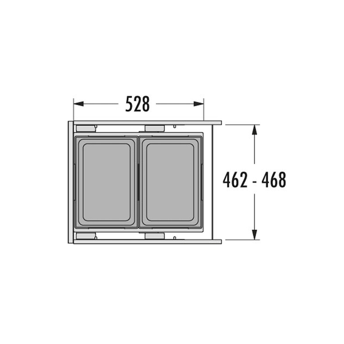 Bote basurero extraíble EURO CARGO-ST para gabinete de 500 mm, cap total 76 L/ 2 bote de 38 L