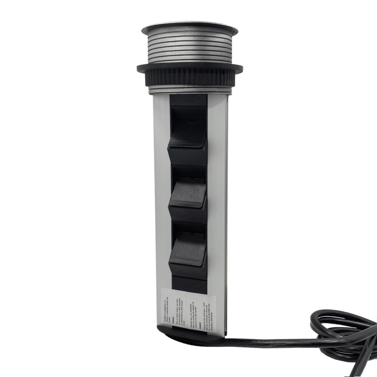 Multicontacto extraíble de torre EVOLINE PORT sobre cubierta, 3 sockets, acabado inox mate