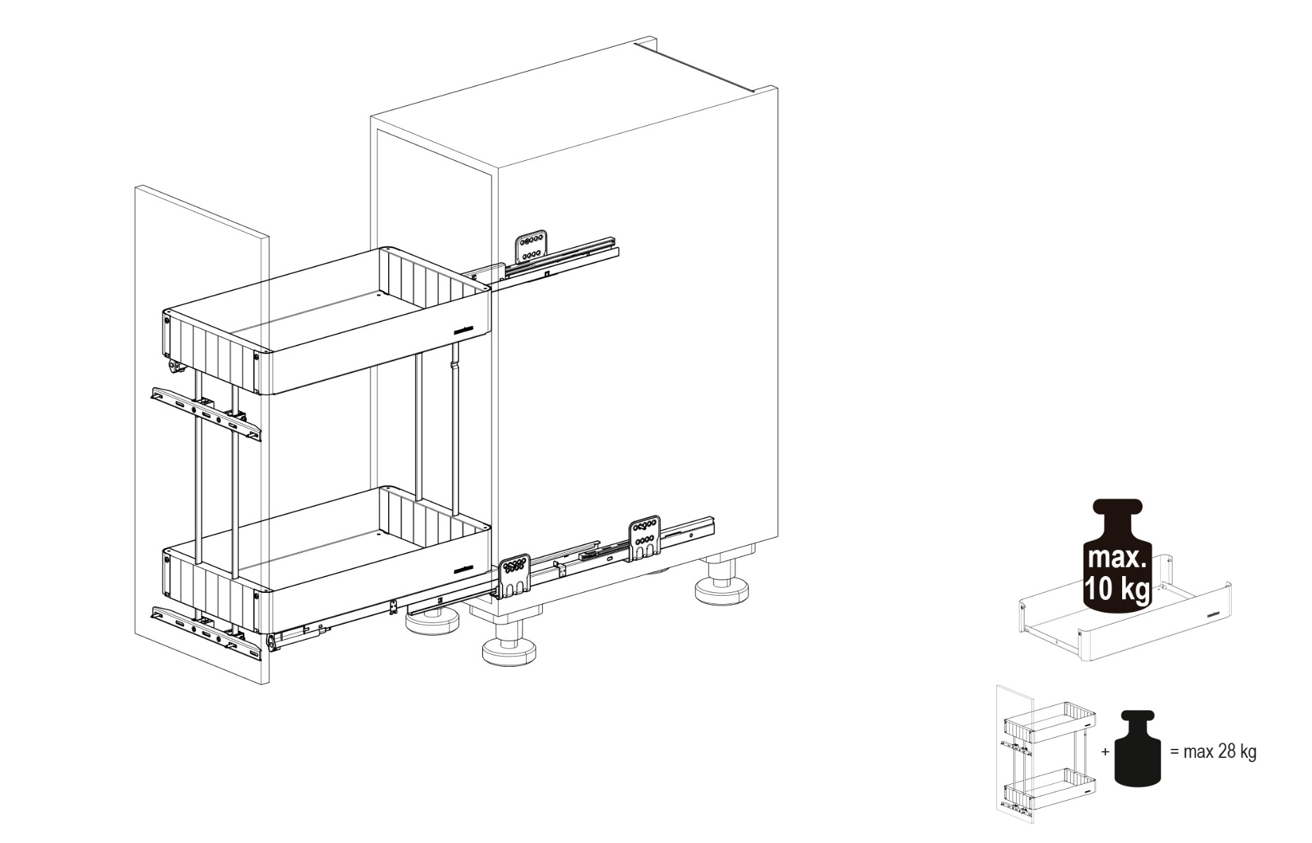 Extraíble para gabinete bajo K-LINE, color antracita