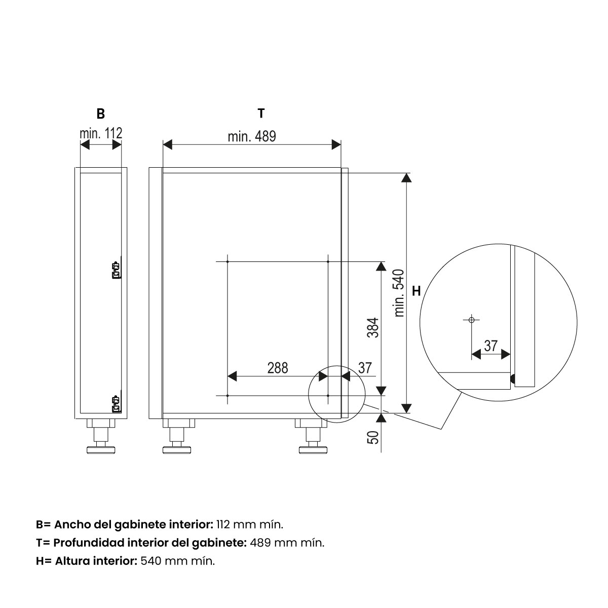 Extraíble para charolas CLASSIC, para gabinete de 150 mm, acabado cromo