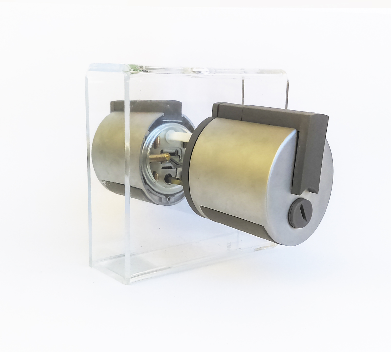 Cerradura Forma para puerta con botón y ranura, cromo satinado