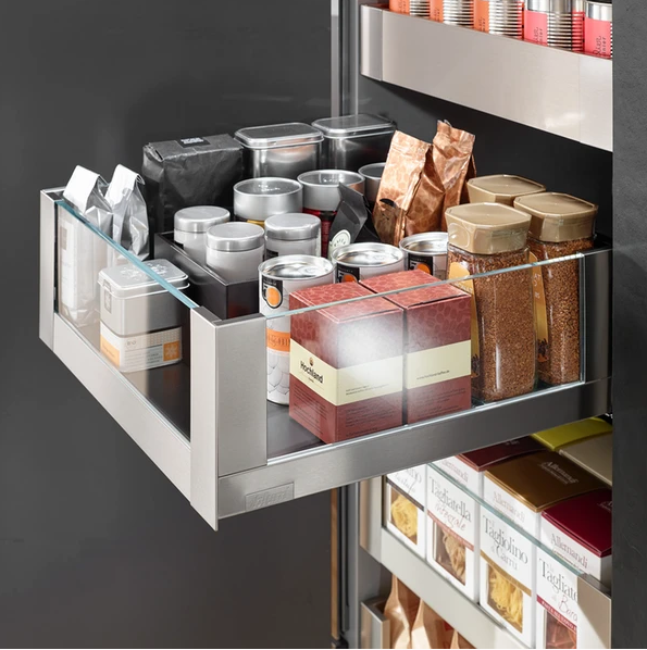 Cajón interno LEGRABOX free altura C con elemento de inserción alto, color inox