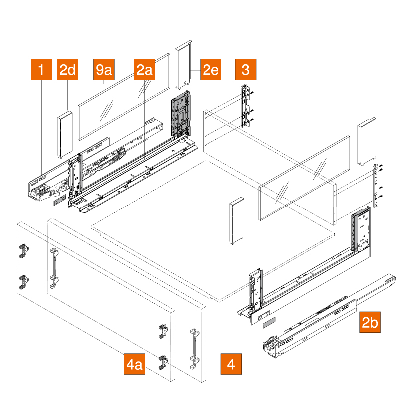 Cajón LEGRABOX free altura C, color negro carbón mate