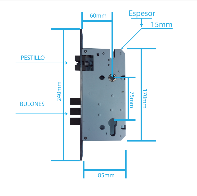Cerradura inteligente TYR con manija y mecanismo para puerta exterior, color negro