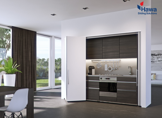 Sistema corredizo plegable FOLDING CONCEPTA 25 para 2 puertas de madera 