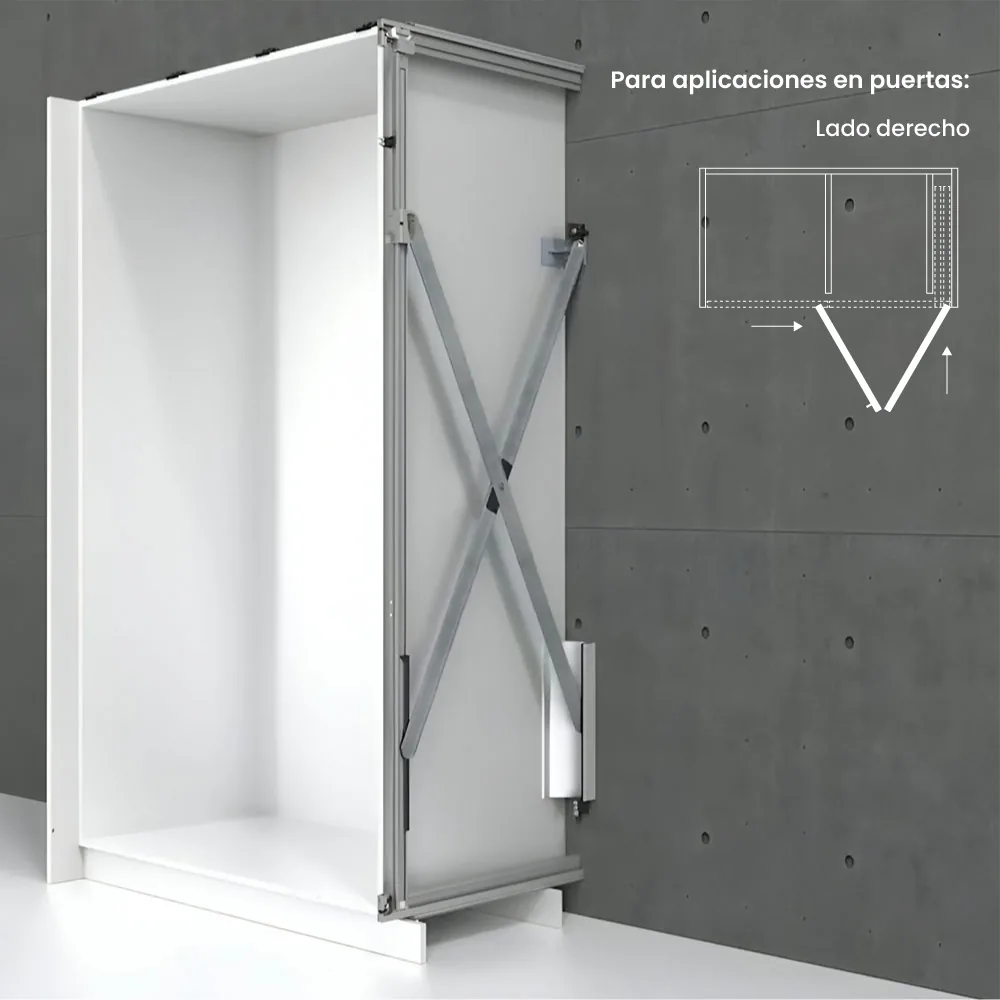 Kit Sistema corredizo plegable FOLDING CONCEPTA 25, altura 1851 mm, para 2 puertas de madera, lado derecho