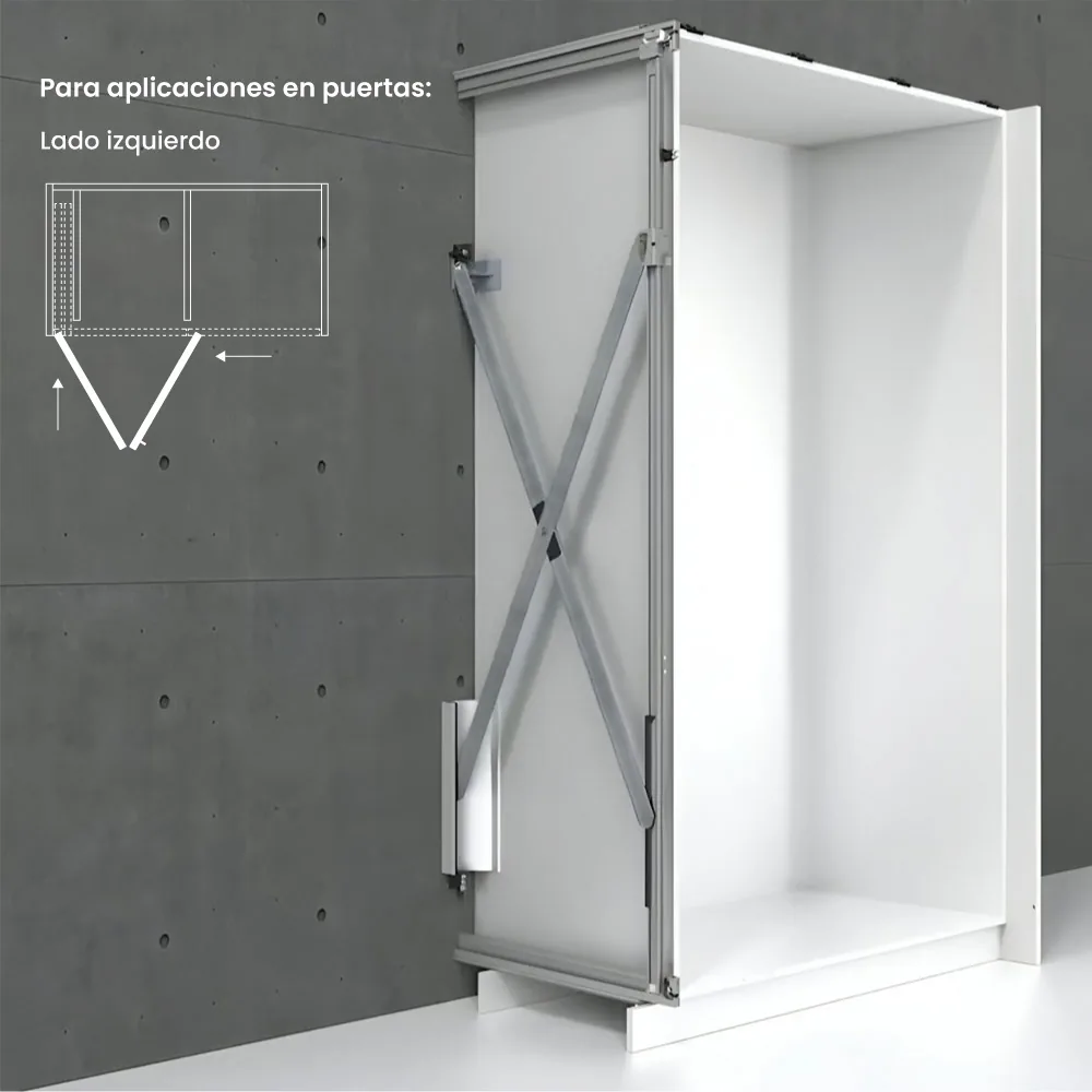 Kit Sistema corredizo plegable FOLDING CONCEPTA 25, altura 1250 mm, para 2 puertas de madera, lado izquierdo
