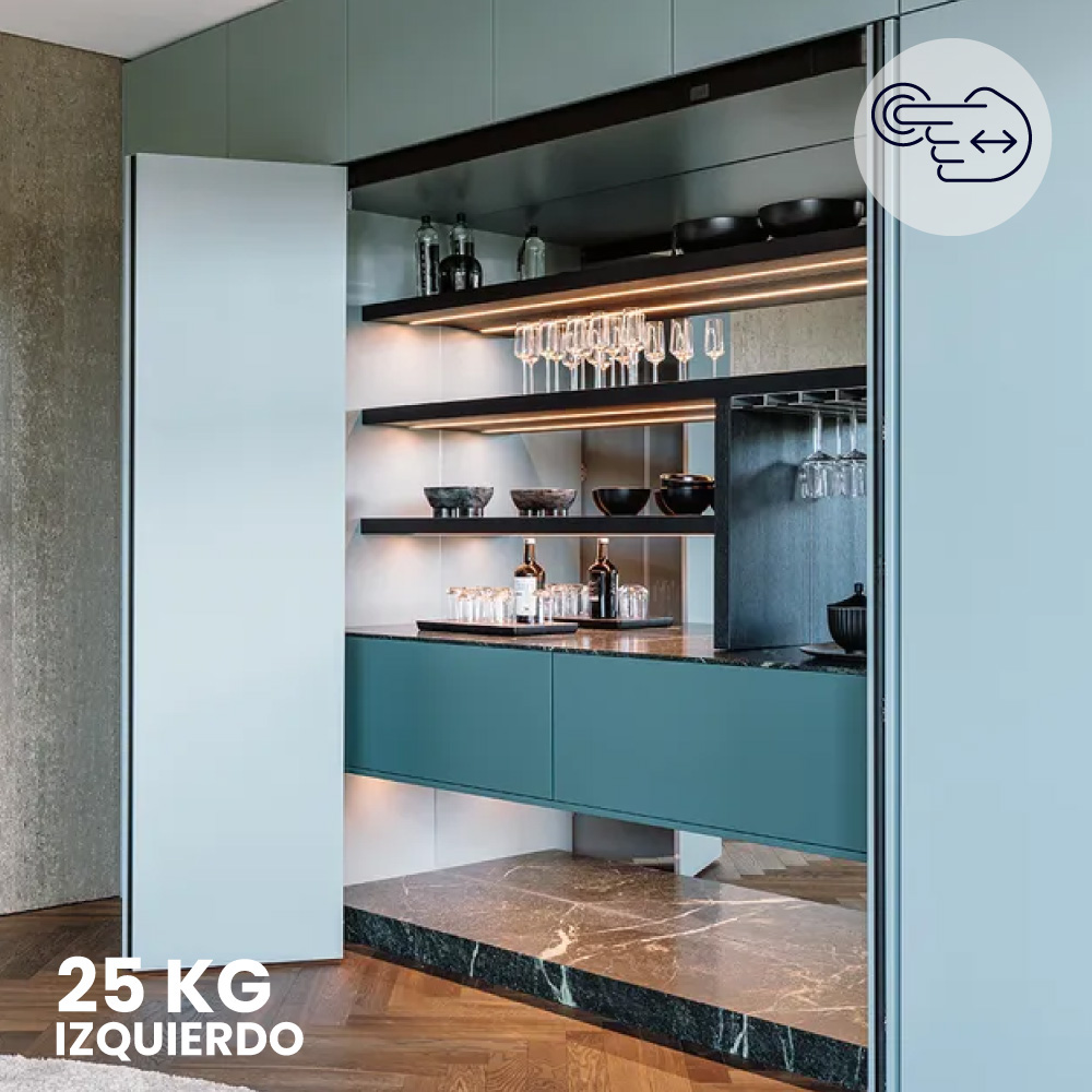 Sistema corredizo plegable FOLDING CONCEPTA 3 PUSH capacidad de carga 25kg, para puertas de madera, lado izquierdo