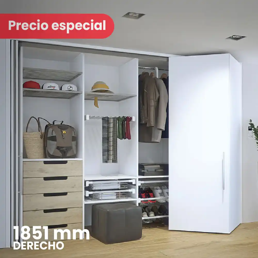 Kit Sistema corredizo plegable FOLDING CONCEPTA 25, altura 1851 mm, para 2 puertas de madera, lado derecho