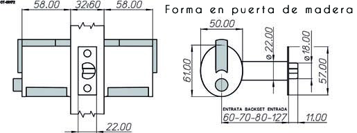 Cerradura Forma para puerta con botón y ranura, cromo satinado