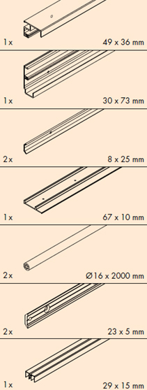 Sistema corredizo coplanar FRONTINO 40 para 2 puertas de madera