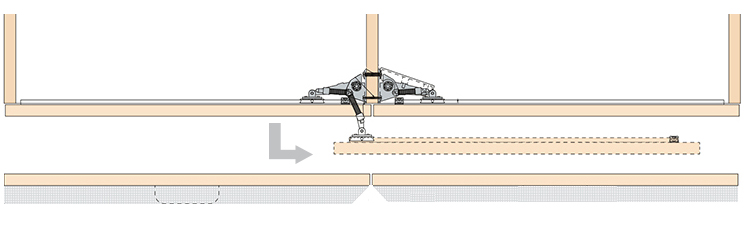 Sistema corredizo coplanar FRONTINO 40 para 2 puertas de madera