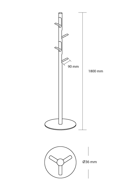 Perchero Torino, con 6 perchas batientes, 1800 mm de altura, color grafito