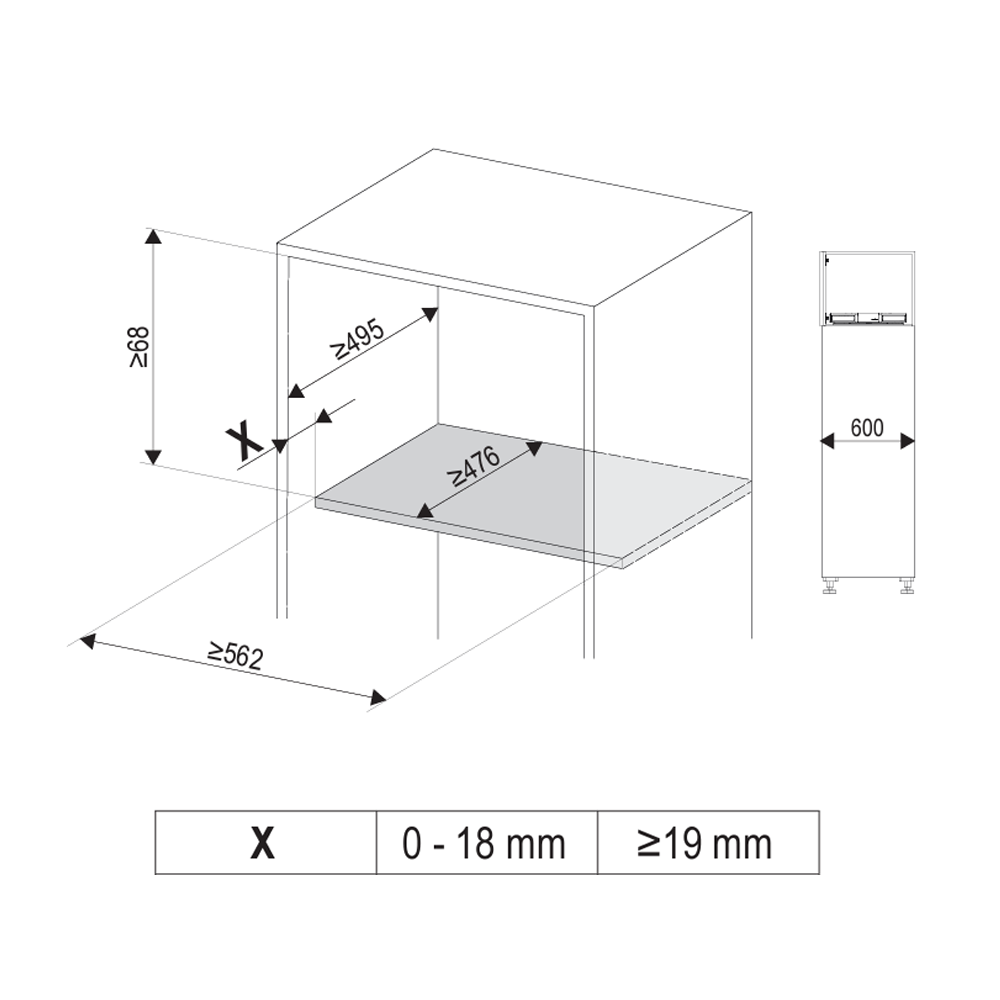 Giratorio TurnMotion III para mueble de 600mm, color antracita