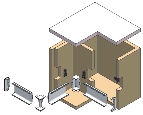 Caja con 5 perfiles de aluminio GOLA C y accesorios opcionales