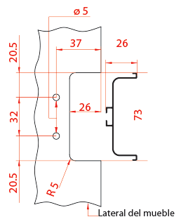 Caja con 5 perfiles de aluminio GOLA C y accesorios opcionales