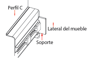 Caja con 5 perfiles de aluminio GOLA C y accesorios opcionales, acabado negro