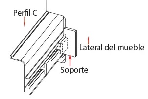 2 perfiles de aluminio GOLA C, medida 4100 mm, acabado anodizado