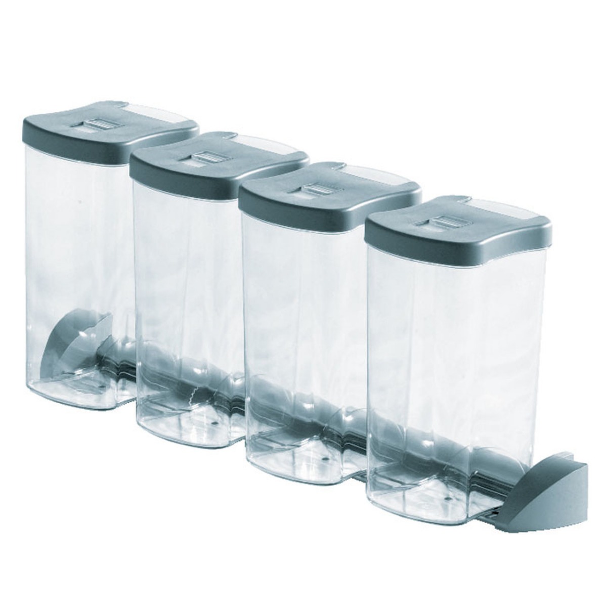 Juego de 4 botes contenedores transparentes de 1.2lts c/u para DISPENSA