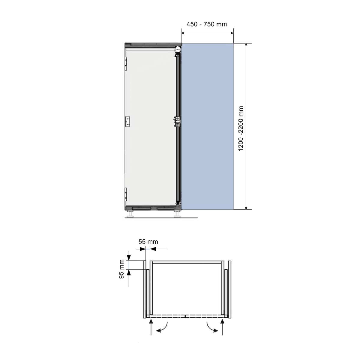 Sistema corredizo CONCEPTA 3 PULL capacidad de carga 25 kg para puertas de madera abatibles e insertables con jaladera