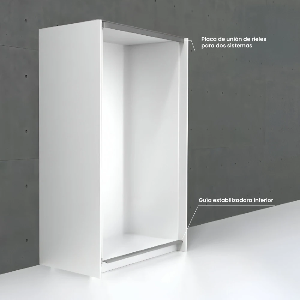 Kit Sistema corredizo plegable FOLDING CONCEPTA 25, altura 1250 mm, para 2 puertas de madera, lado derecho