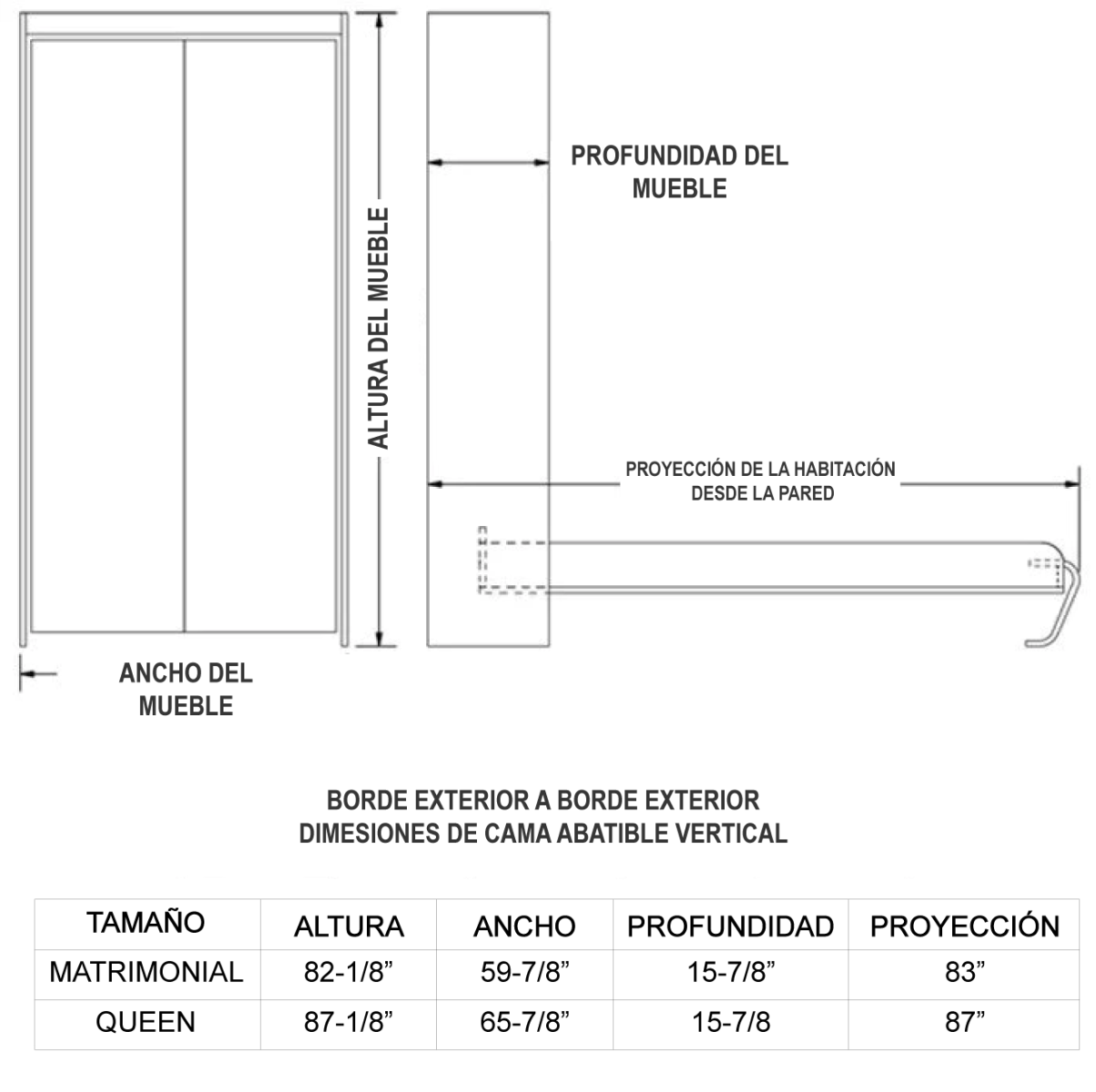 Herraje CHICAGO para cama abatible Individual/Matrimonial/Queen