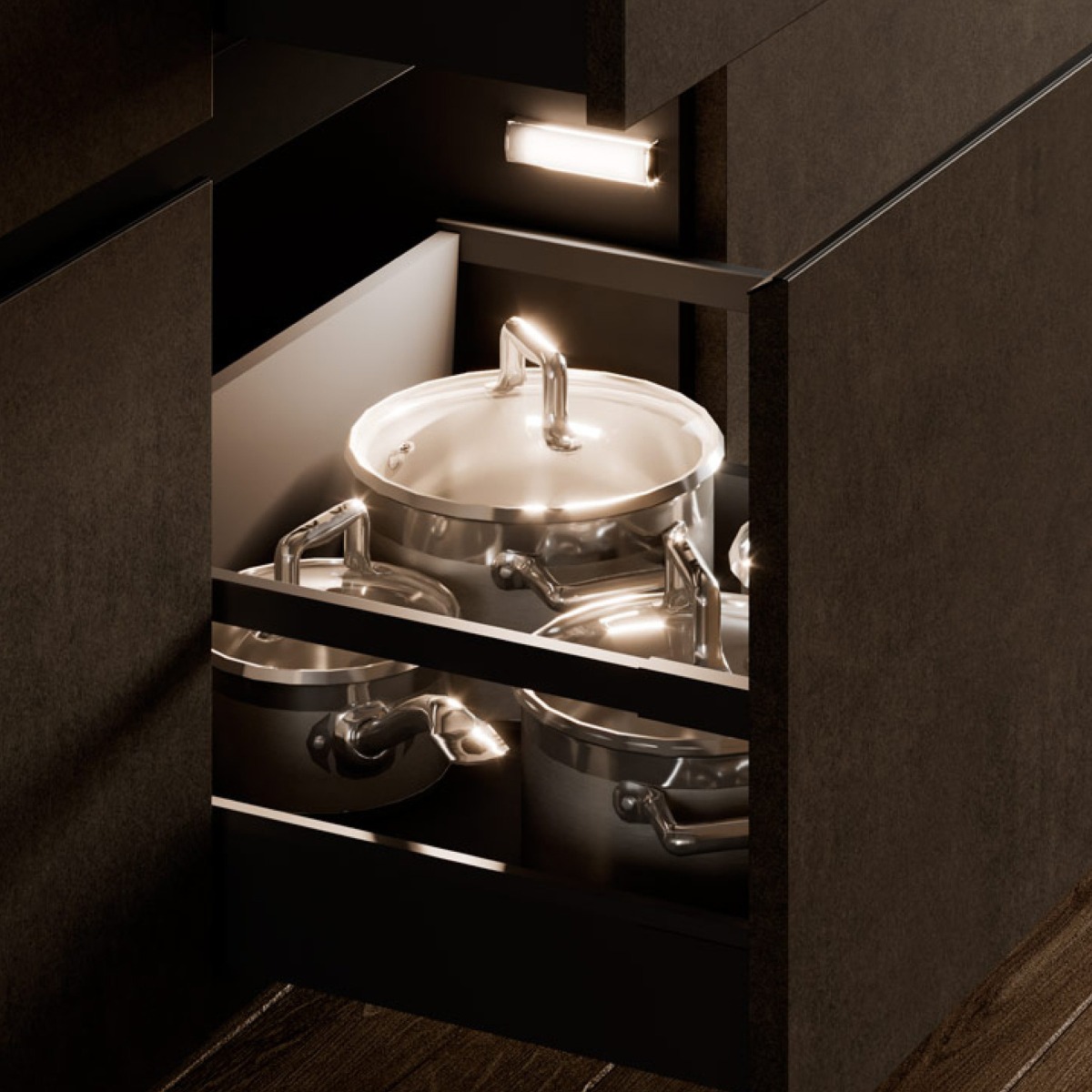 Lámpara HIDDI IR D-Motion para interior de gabinete, 3w/24V, Luz Cálida/Natural | M24