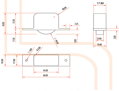 Llanta HIDE sin frenos para embutir a canto, para espesores de 22 mm