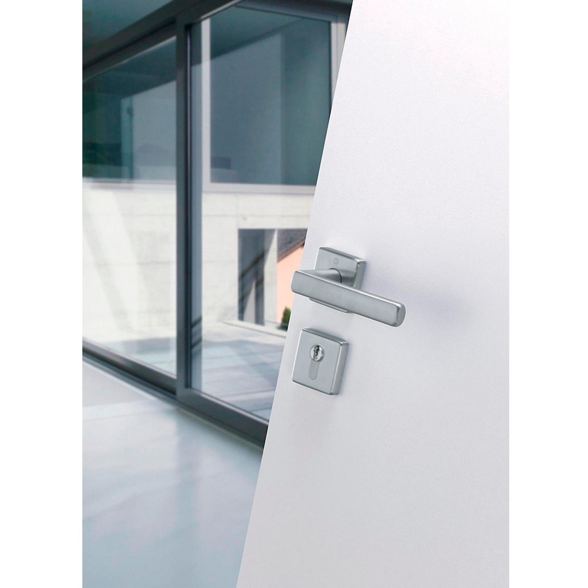 Manija DALLAS para puerta de recámara, acabado inox mate